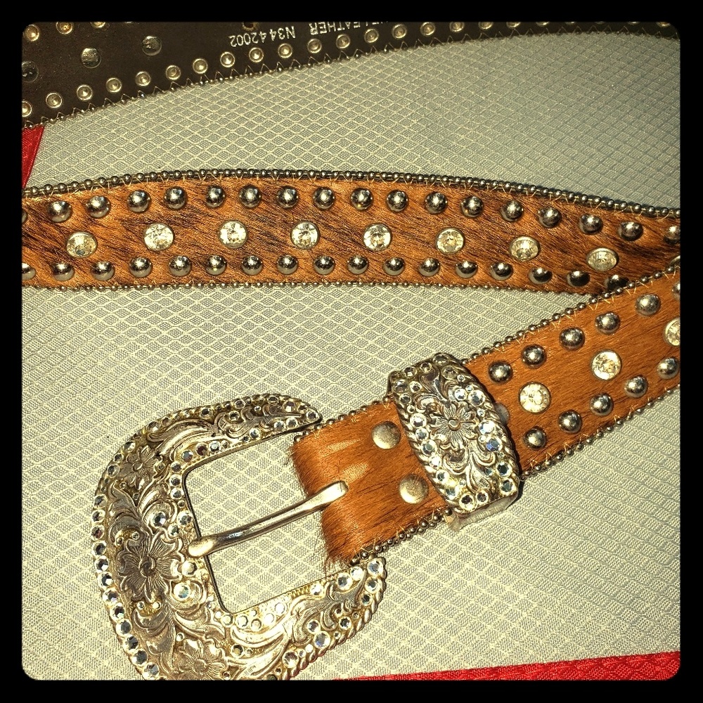 Xl Womens Nocona Belt with horse hair and Rhinesto